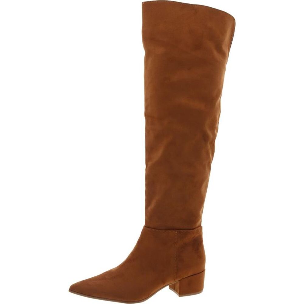 On 34th Womens Gabriellaa Brown Block Heel Faux Suede Over-The-Knee Boots New